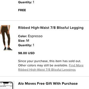 Alo Yoga Ribbed High-Waist 7/8 Blissful Legging - Espresso